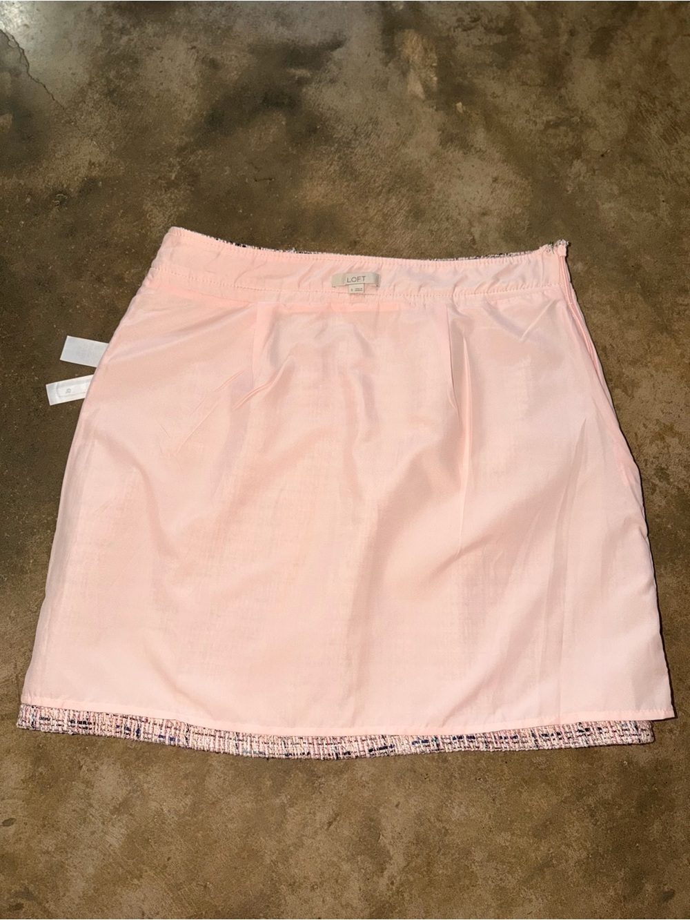LOFT Pink Tweed Mini Skirt Size 6 Boucle Lined Career Classic Preppy - Picture 8 of 11